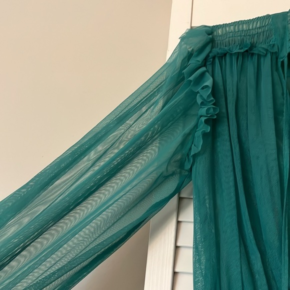 Free people Twyla top smocked %100 Nylon sheer blouse like new!!! - Picture 9 of 13